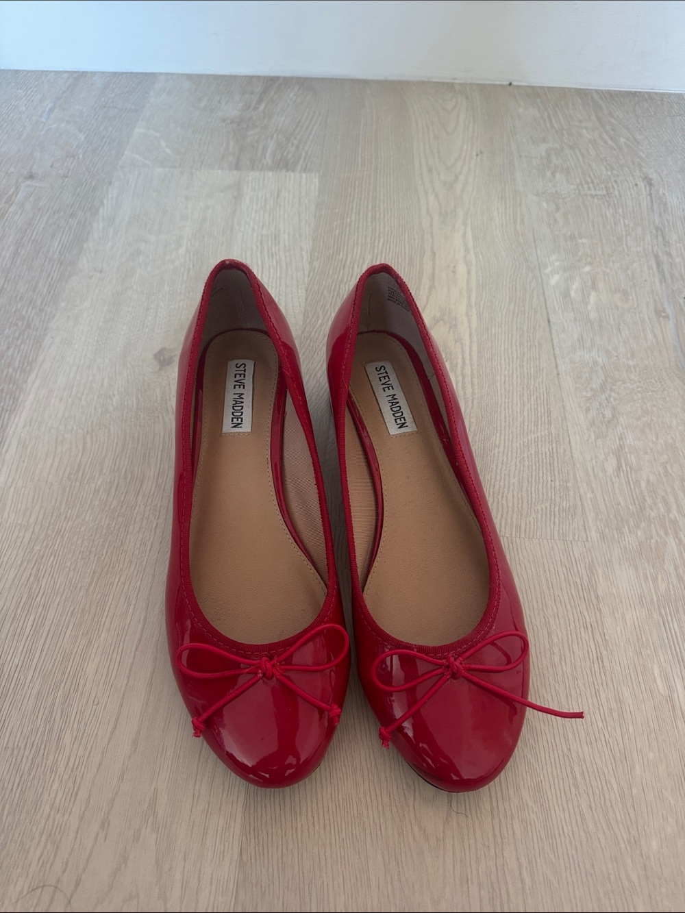 Steve Madden Red Patent Bow Ballet Flats
